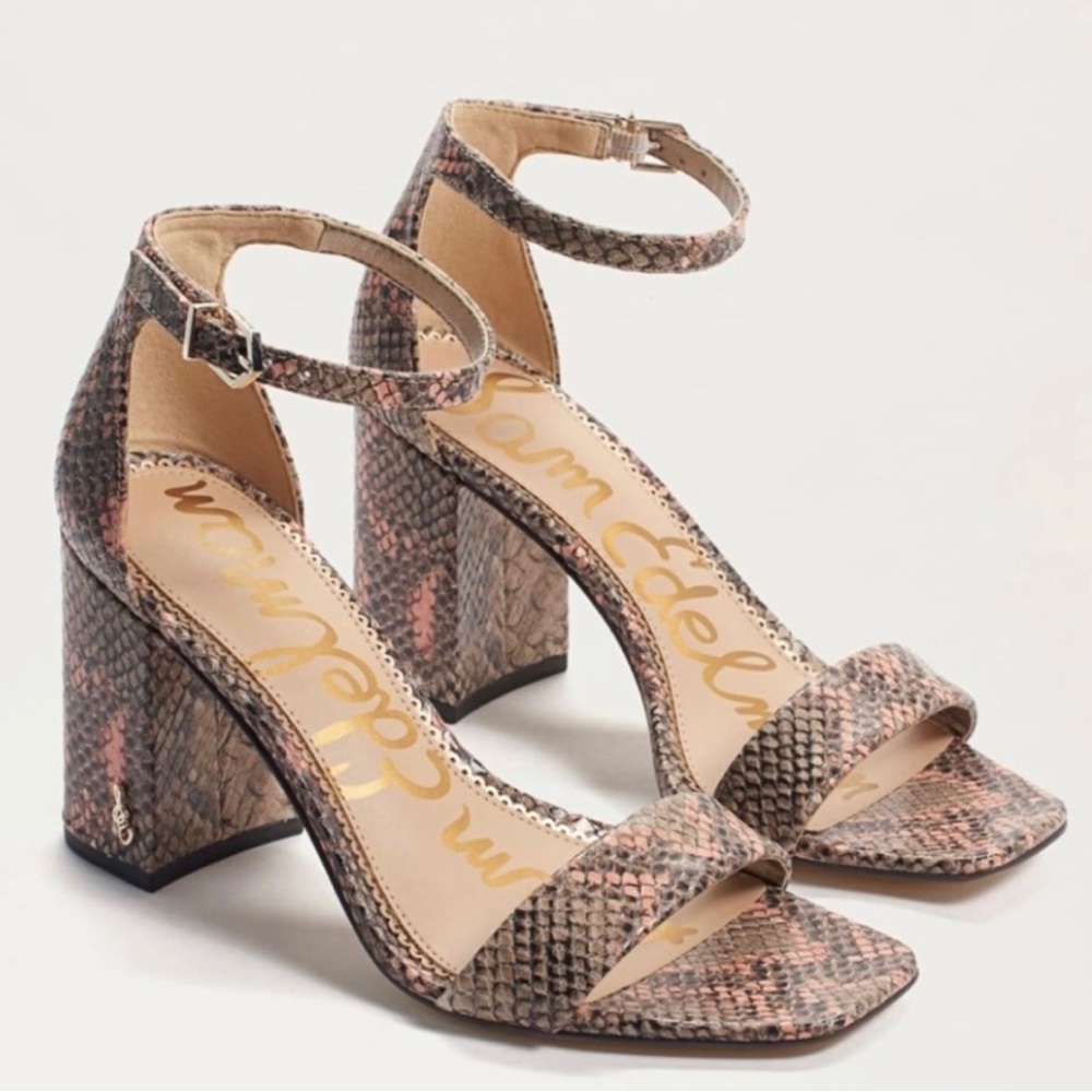 Sam Edelman daniella block heel size 7 Nude Snake print